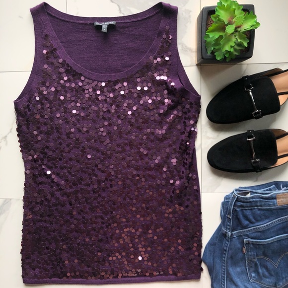 Eileen Fisher Tops - Eileen Fisher Purple Wool Sequin Tank Top